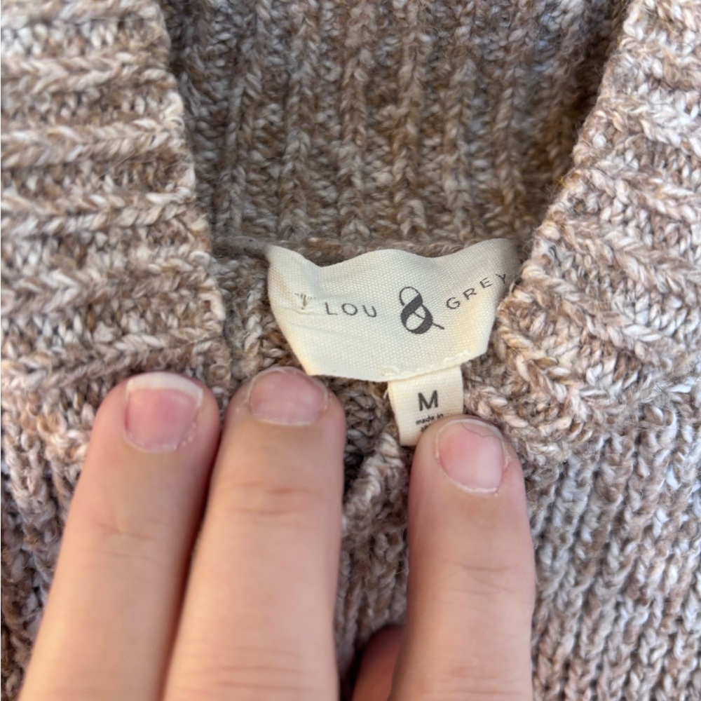Lou & Grey Tan and White Star Turtleneck Sweater - Picture 2 of 5